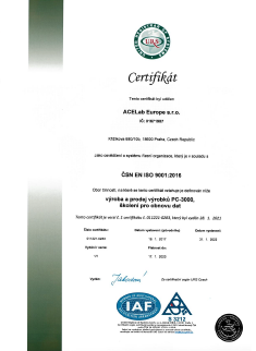 ACE Lab Europe s.r.o. ISO 9001